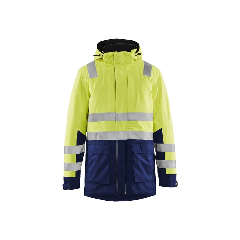 Blaklader 449519873389L High Vis Parka, High Vis Yellow/Navy Blue, Size L