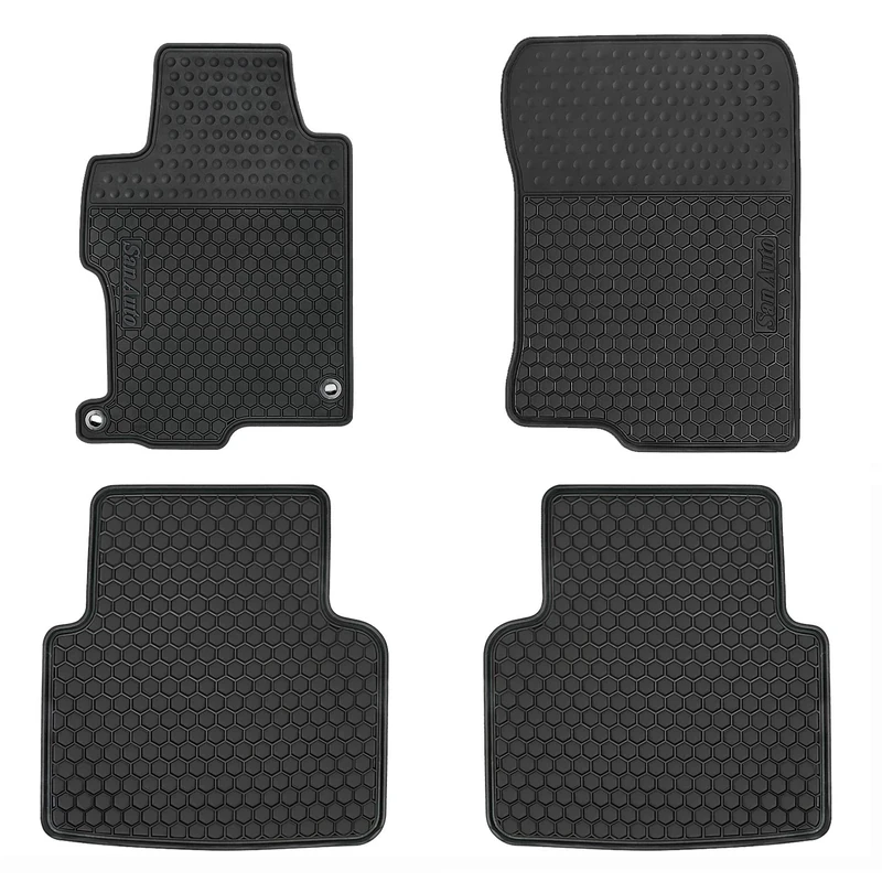 HD-Mart Car Rubber Floor Mat for Honda Accord 9th Generation 2017-2016-2015-2014-2013 Custom Fit Full Black Auto Liner Mats All Weather Protection Heavy Duty Odorless