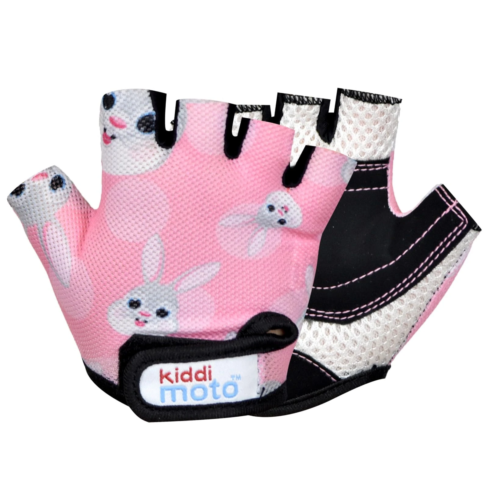 Kiddimoto Bunny Anti Slip Kids Bike Gloves For Kids Boys & Girls Best Toddler Bike Gloves Ages 2-8 Fingerless Cycling Gloves For Youth Sports Like Mtb, Bmx Dirt Biking, Mountain Bike Riding, Skates