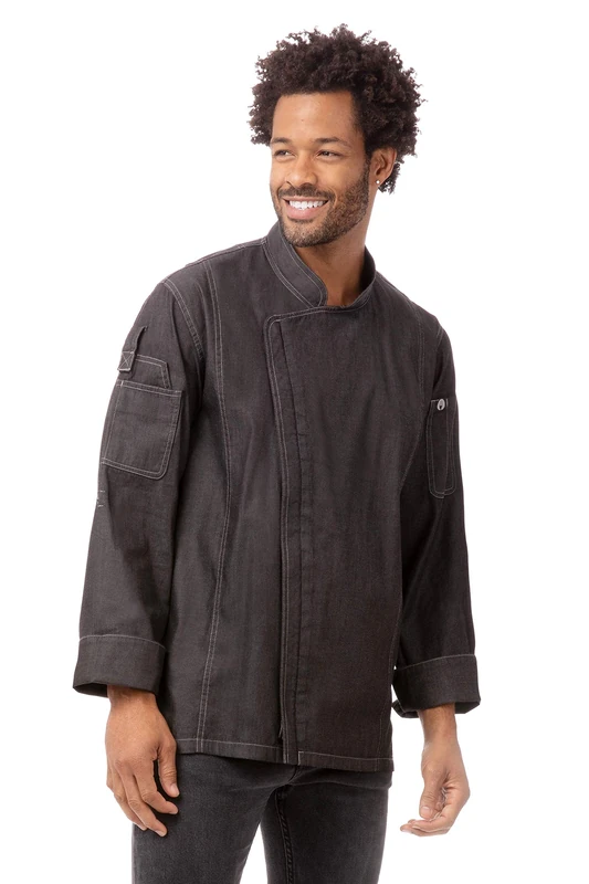 Chef Works Men's Gramercy Chef Coat Jacket, Black, XXXXL
