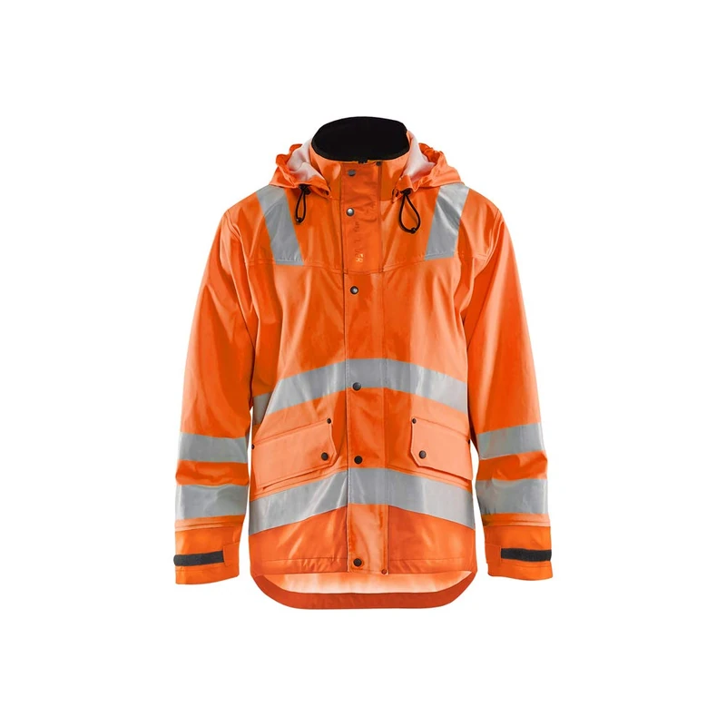 BLAKLADER 432720055300S Level 3 Rain Jacket, High Vis Orange, Size S