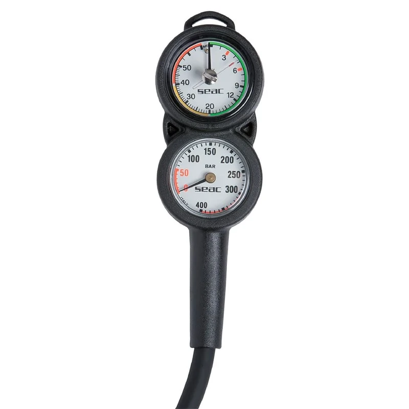 SEAC Console 2, pressure gauge and depth gauge for scuba diving, scale 0-70 mt and 0-400 bar