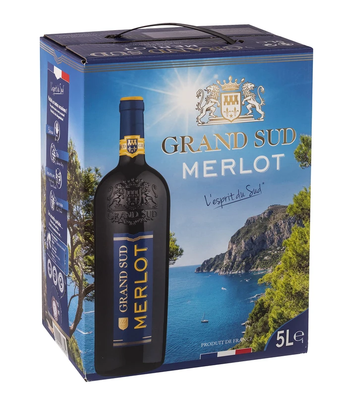 Grand Sud - French Merlot Red Wine Bag in Box 5L (1 x 5L)