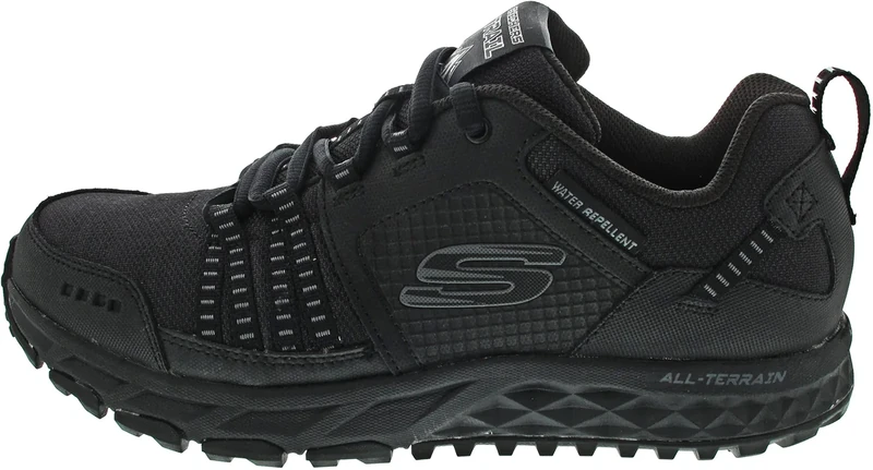 Skechers Men's Escape Plan Trainers, Black Black Leather Mesh Trim Bbk, 6 UK