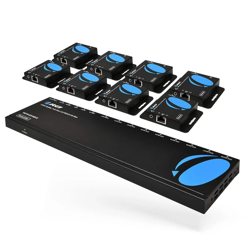 OREI 1x8 HDMI Extender Splitter Multiple Over Single Cable CAT6/7 1080P with IR Remote EDID Management - Up to 165 Ft - Loop Out - Low Latency - Full Support