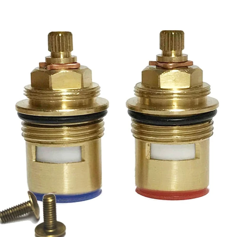 BSP 3/4" Pair of Bath Tap Cartridges Quarter Turn x 50mm x 20 teeth (Supplied with Solid Brass screws) (Pair (One of each)) - Image 1