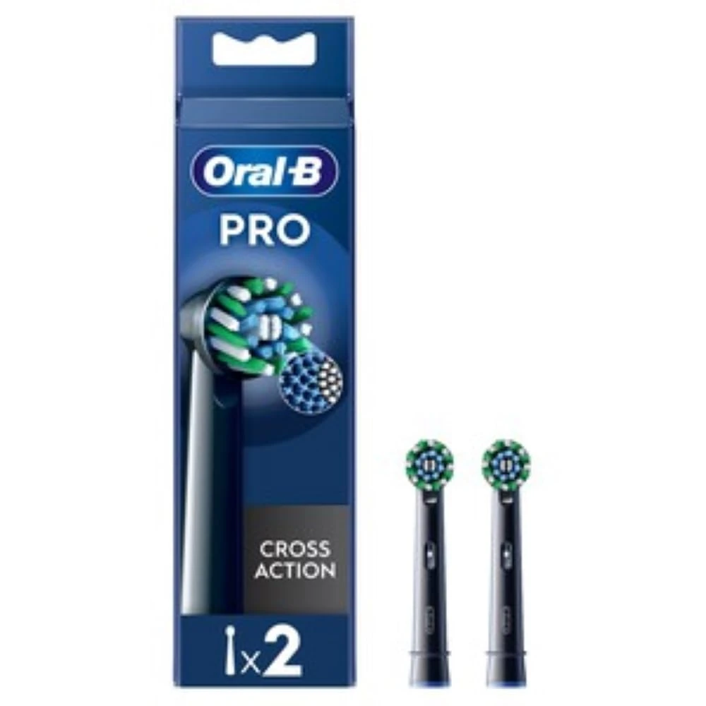 Oral-B Cross Action Black Electric Brush Heads, Pack of 2