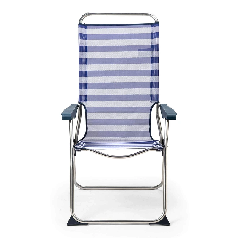 Solenny 50001072725199 50001072725199 - Beach Chair 5 Positions Anatomical Backrest Blue and White