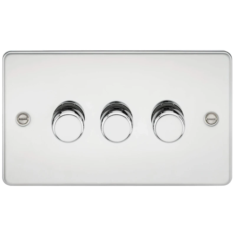 Knightsbridge FP2183PC Flat Plate 3G 2 Way 10-200W (5-150W LED) Trailing Edge dimmer - Polished Chrome
