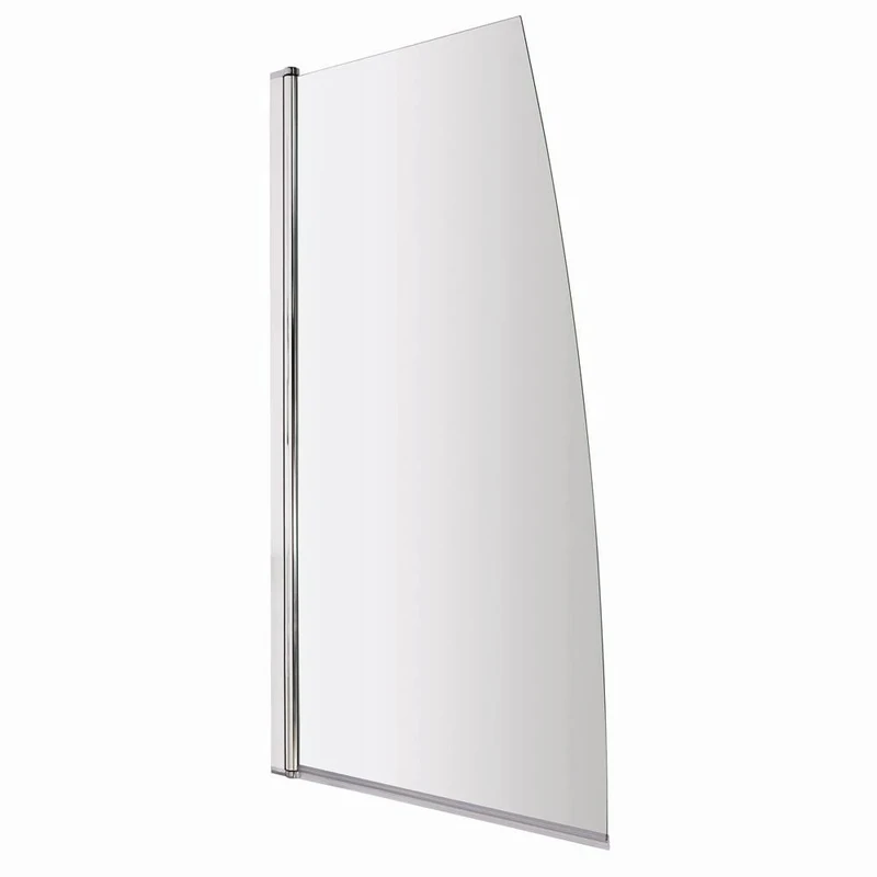 VeeBath Jade 6mm Sail Edge Toughened Safety Glass Bath Screen Glass Shower Door Chrome - 1400x800mm