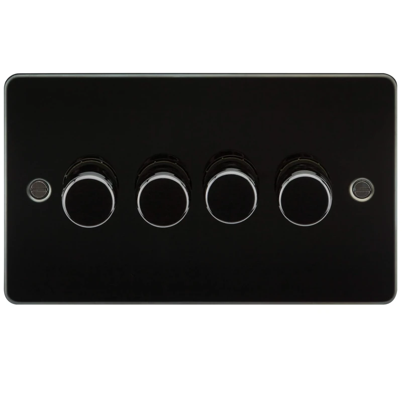 Flat Plate 4G 2 way 10-200W (5-150W LED) trailing edge dimmer - Gunmetal