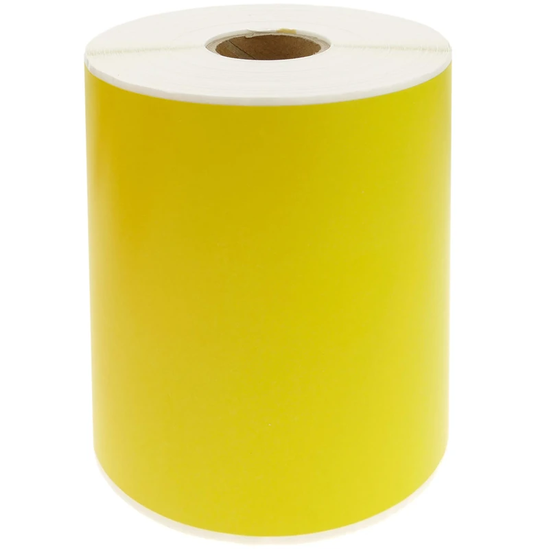 BeMatik Roll of 250 Adhesive Labels for Direct Thermal Printer 101.6x152.4mm Yellow 20pcs (KU040)