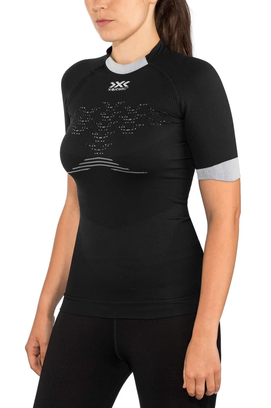 X-Bionic Women's The Trick 4.0 Run Short Sleeve Shirt, Opal Black/Arctic White, L UK