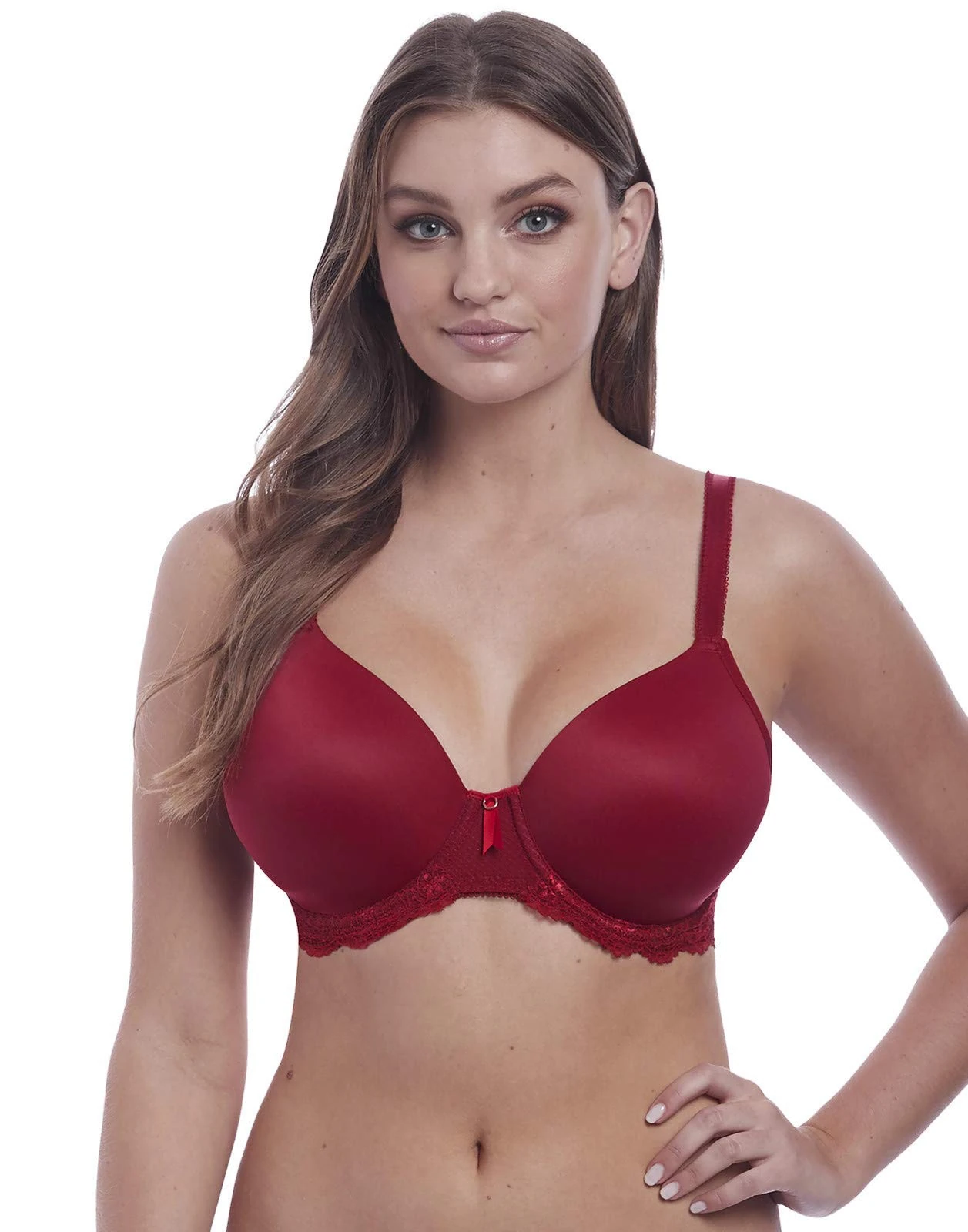 Freya Women's Expression Underwire Demi Plunge Molded T-Shirt Bra, Ruby, 32B