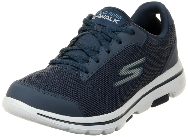 Skechers Men's GO Walk 5-Demitasse Sneaker, Navy Textile/Synthetic/Blue Trim , 13 UK medium