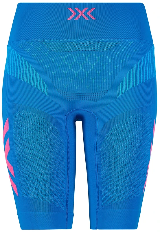 X-BIONIC Women Twyce 4.0 Run Shorts - Teal Blue/Neon Flamingo, X-Large