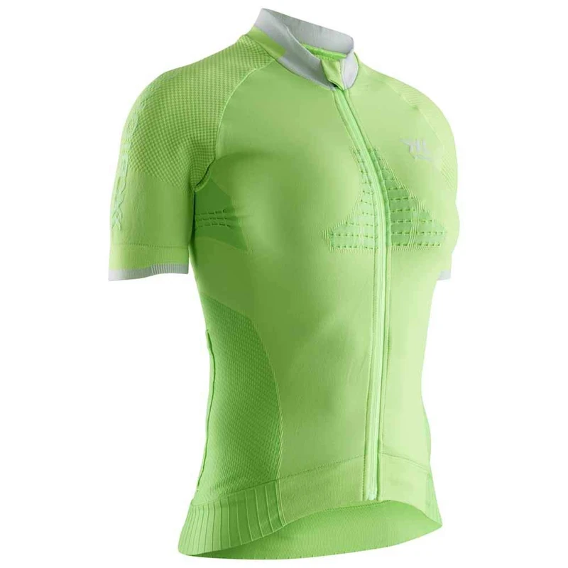 X-BIONIC Women Invent 4.0 Bike Race Zip Short Sleeve Shirt - Amazonas Green/Magnolia Purple, Medium