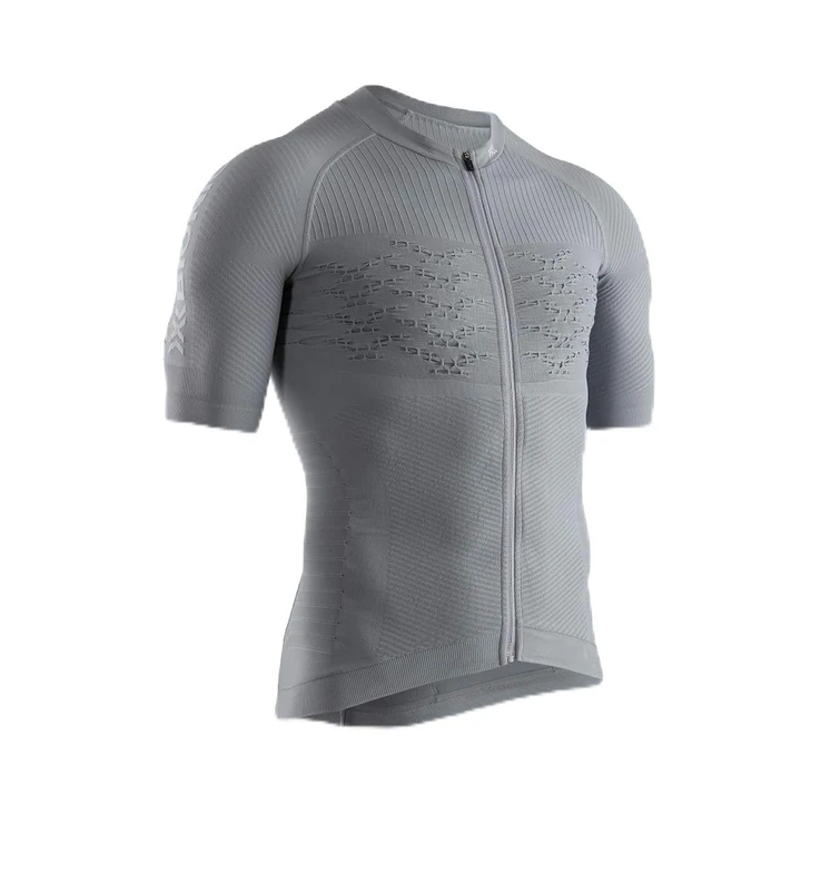 X-BIONIC Men Effektor 4.0 Bike Zip Short Sleeve Shirt - Dolomite Grey/Arctic White, Small