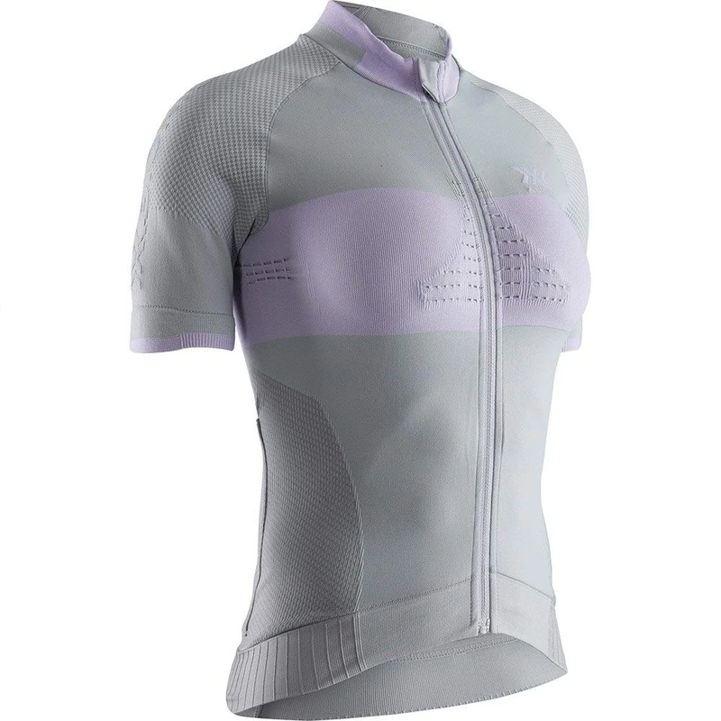 X-BIONIC Women Invent 4.0 Bike Race Zip Short Sleeve Shirt - Dolomite Grey/Magnolia Purple, X-Small
