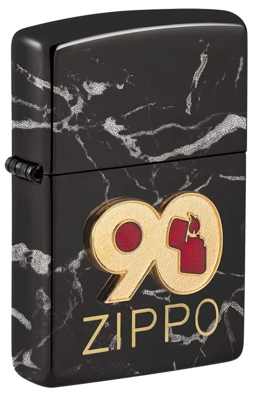Zippo - Windproof Lighter, 90th Anniversary Commemorative, Highly Polished Black, 360° Photo Image, Refillable, Reusable, Gift Box, Made in the USA