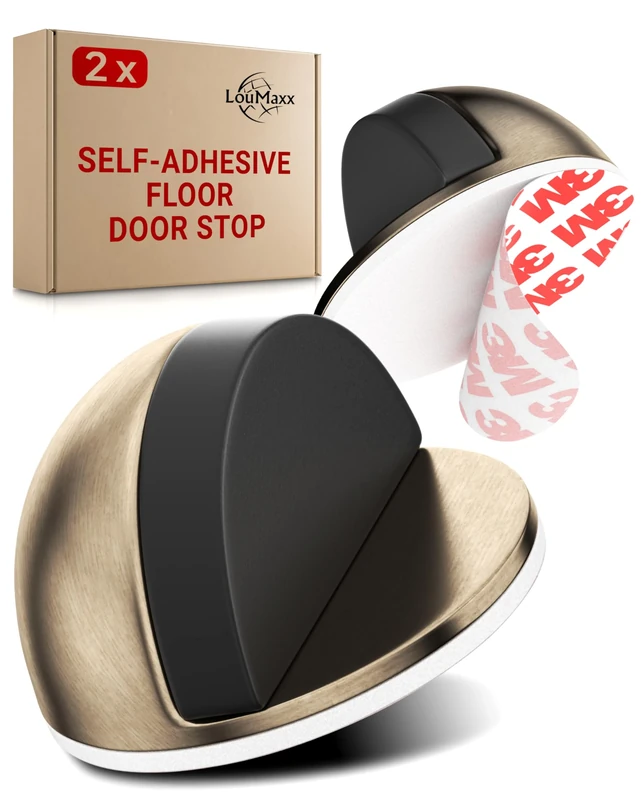 LouMaxx Set of 2 Door Stoppers - Adhesive Door Stoppers - Effective Design Self Adhesive Floor Door Stop