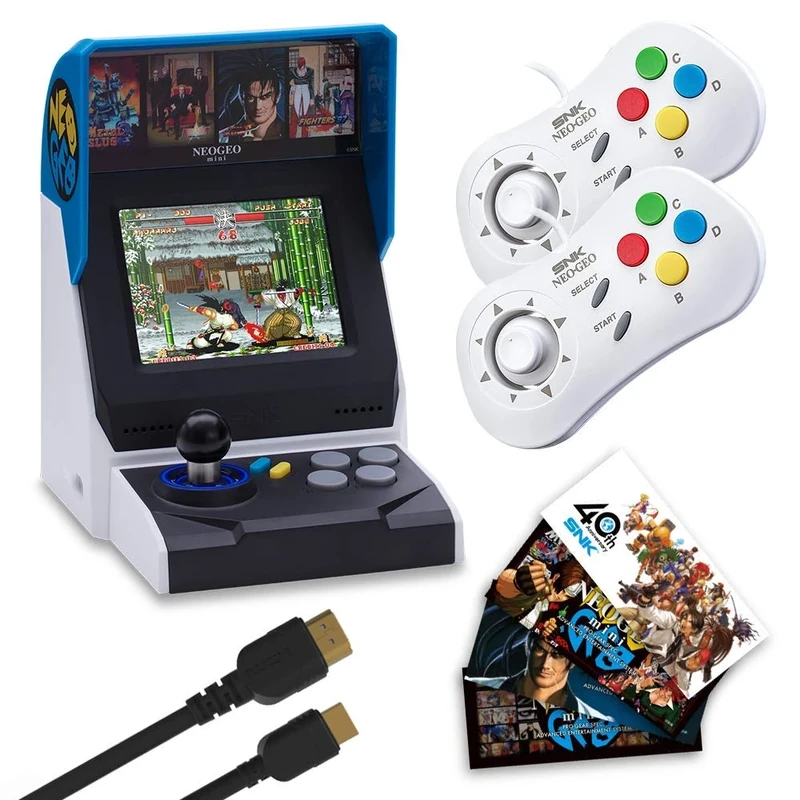 NEOGEO Mini International Collectors Pack: White (Includes NEOGEO Mini, 2 x White Controllers, HDMI Cable, Sticker Kit) (Electronic Games)