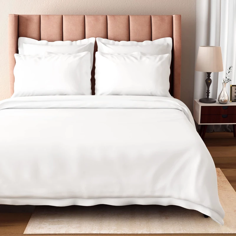 BIOWEAVES 100% Organic Cotton 3 Piece Duvet Cover Set 300 Thread Count Sateen Weave GOTS Certified with Buttoned Closure - Full/Queen, White - Image 1