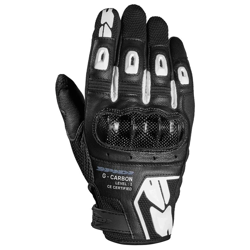 G-Carbon Motorcycle Gloves Black and White Size S with Capacitive Touchscreen and Protective Pads, Abrasion Resistant and Breathable Leather Motorcycle Gloves