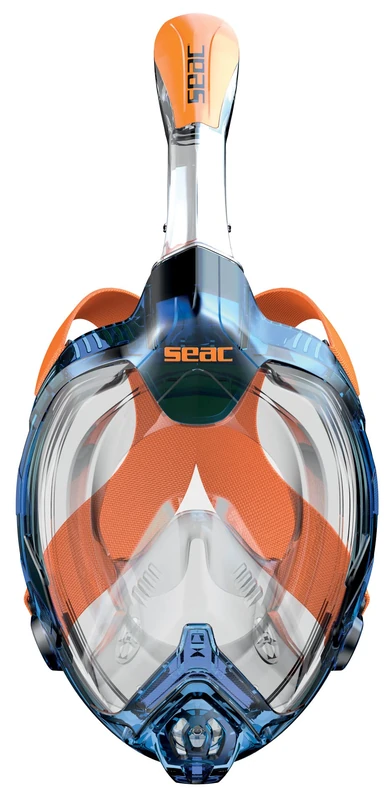 SEAC Unisex Youth Full Face Snorkelling Mask for Children 8+ with Quick-Release Anti Panic Buckles, Blue/Orange, XS-S