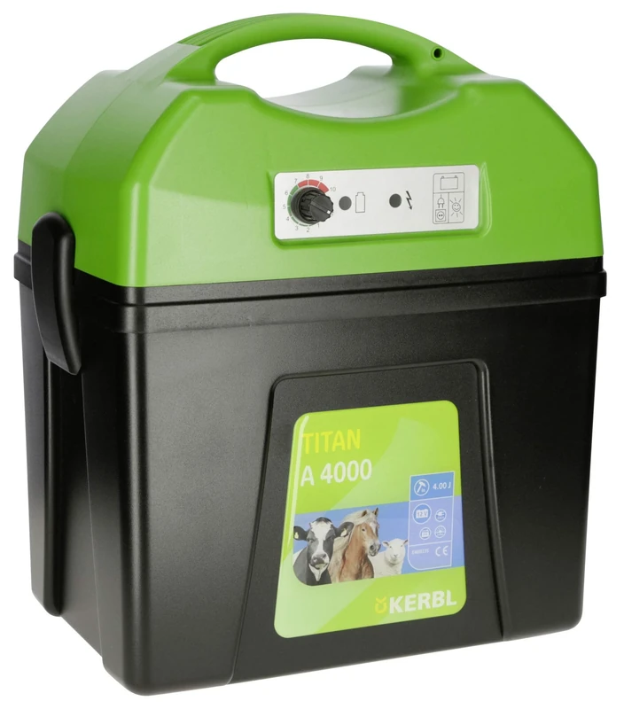 Kerbl Titan A 4000 Electric Fence Device (High Impact Fence Device, Cordless Fence Device, for Horse Coupling, Power Consumption 22 - 245 mA) 392524
