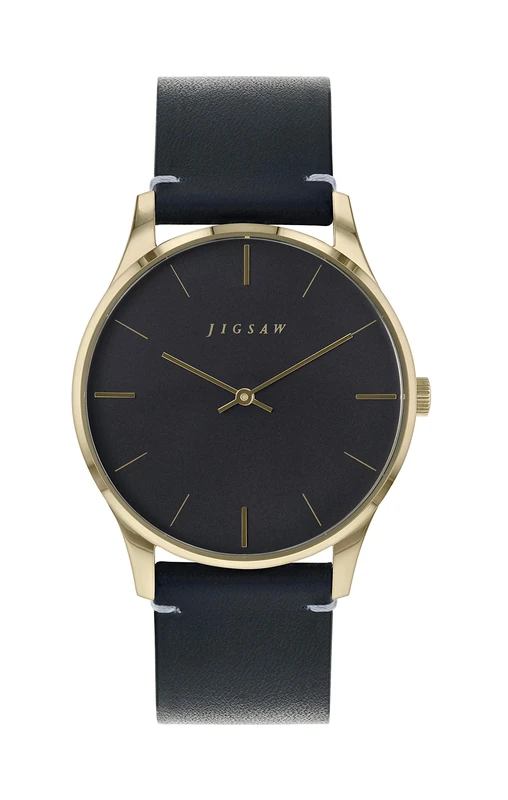 Jigsaw Womens Quartz Watch, Analogue Classic Display and Leather Strap JG2014,Navy,One Size - Image 1