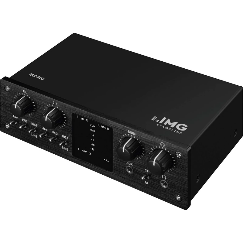 IMG MX-2IO 2-Channel USB Audio Recording Interface, Black, Full Duplex USB Port for Simultaneous Recording, Playback and Mixing