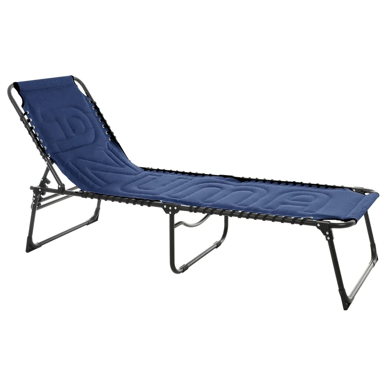 Azuma Sun Lounger Garden Furniture Navy Padded Garden Seat Folding Relaxer Chair Summer Patio Bed With Adjustable Reclining Back Rest Folds Flat Furniture Indoor Outdoor Holiday Sunshine Pool Side