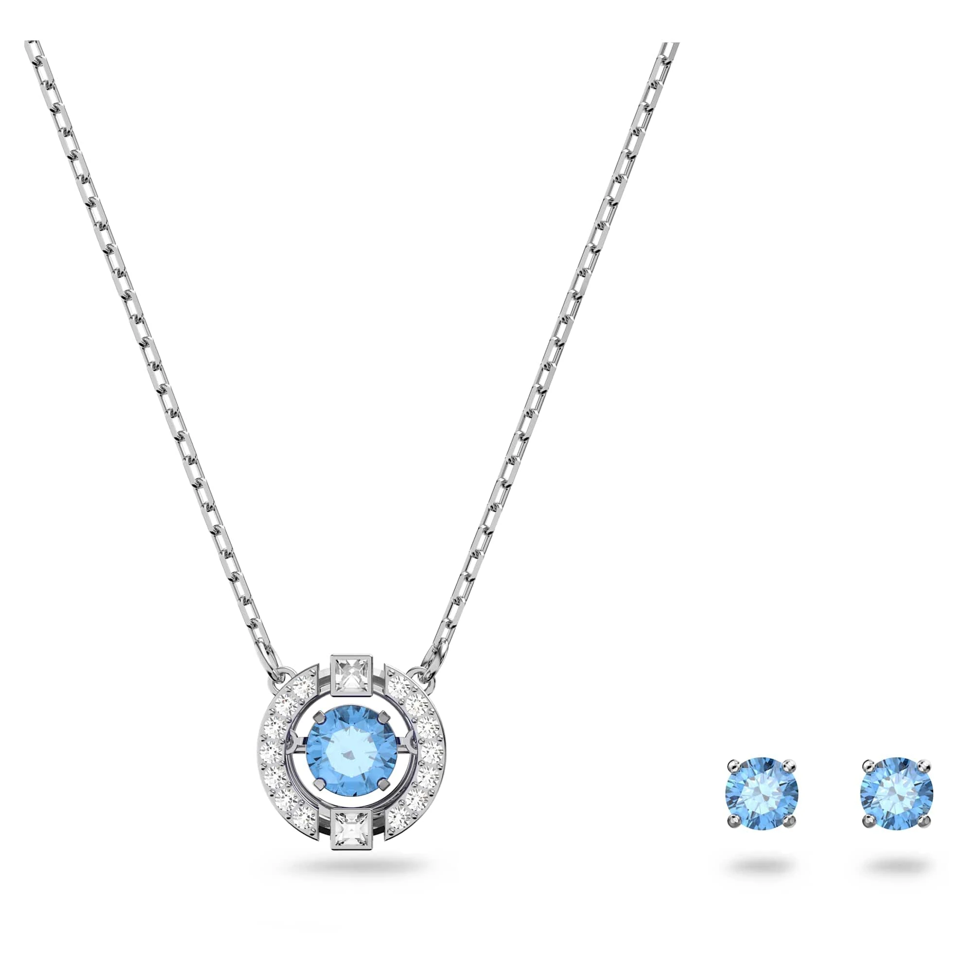 Swarovski womens Jewellery Set, Sparkling Dance Jewelry Other, Crystals,Rhodium plated,Zirconia / Blue, One Size