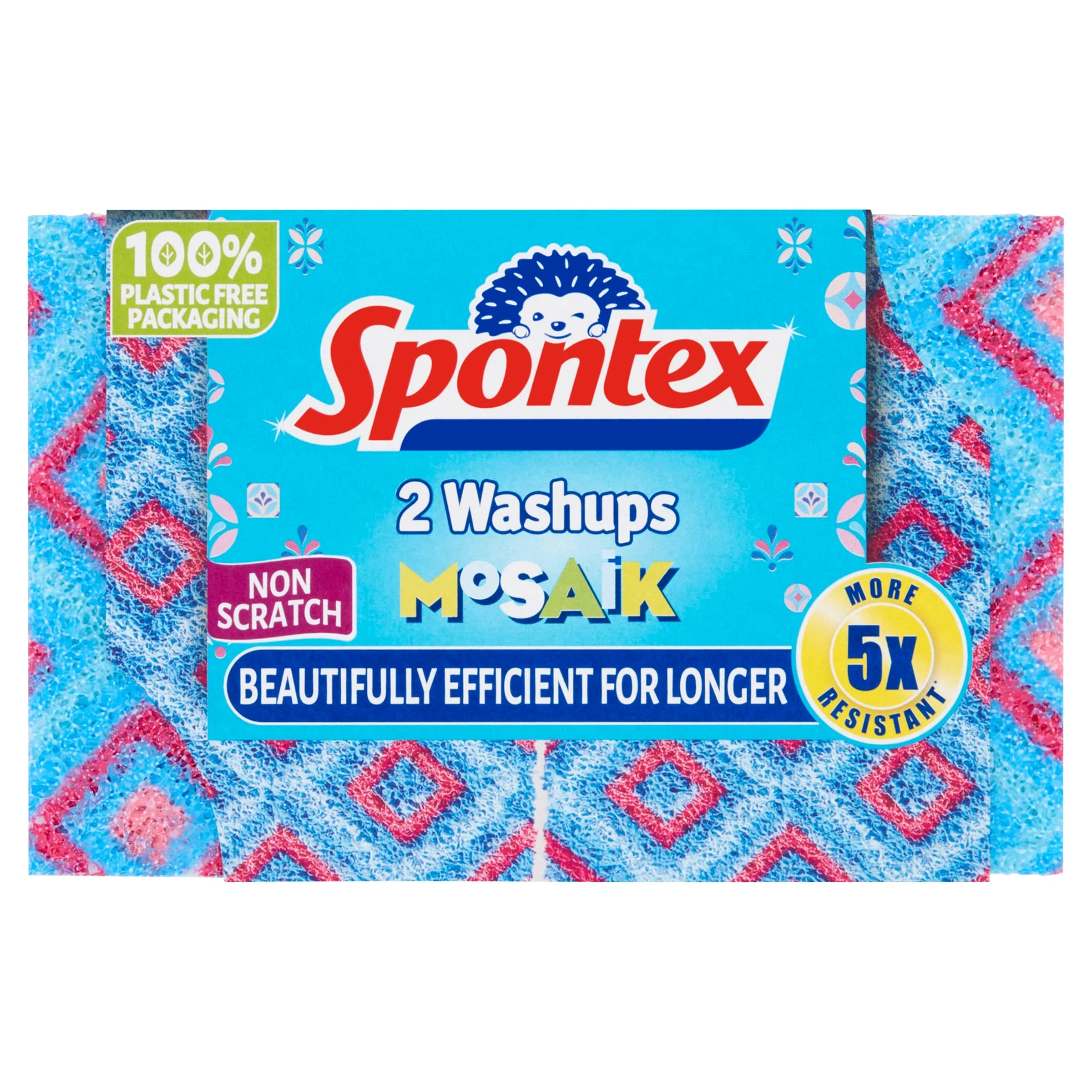 Spontex Washups Mosaik Non Scratch Sponge Scourer, Pack of 2, Blue