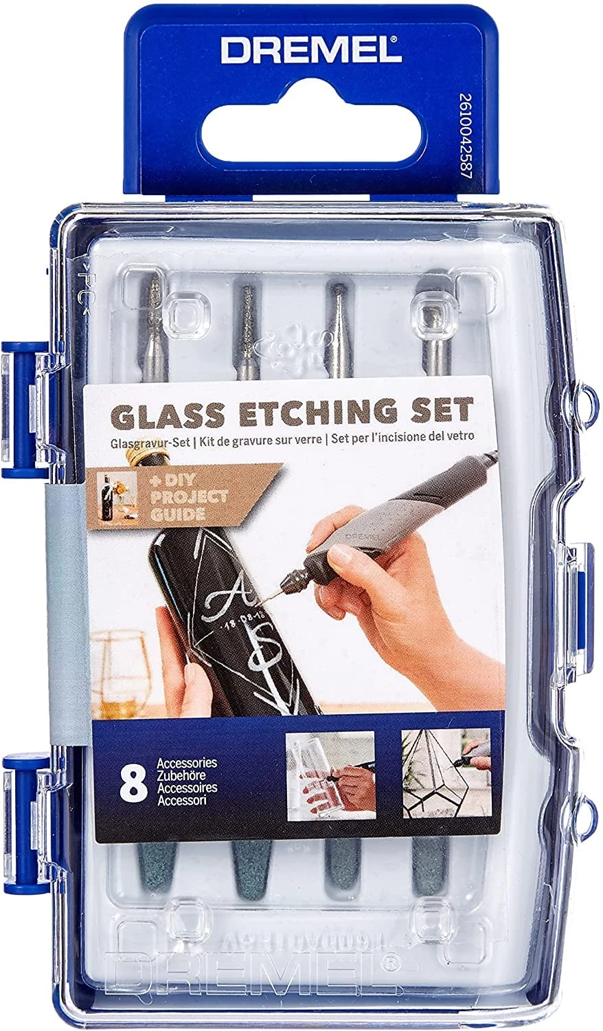 Dremel 682 Glass Etching Set, Accessory Kit with 8 Rotary Tool Accessories for Etching and Engraving in Glass
