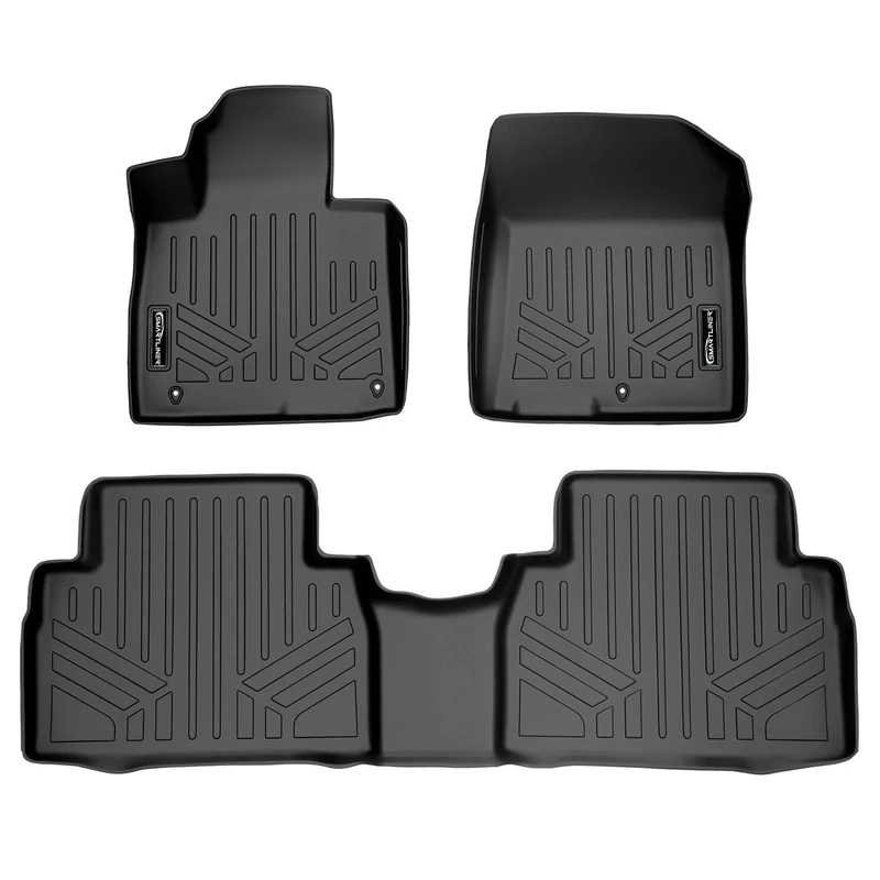 MAXLINER Custom Fit Floor Mats 2 Row Liner Set Black for 2019 Hyundai Santa Fe 5 Passenger Models
