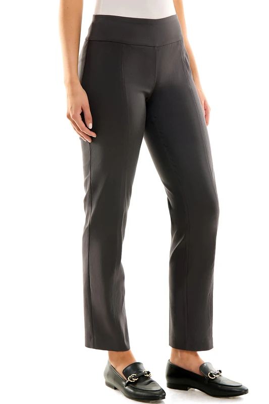 Zac & Rachel Women's Millennium Fabric Pull-on Slim Leg Pant Casual, Grey, 16
