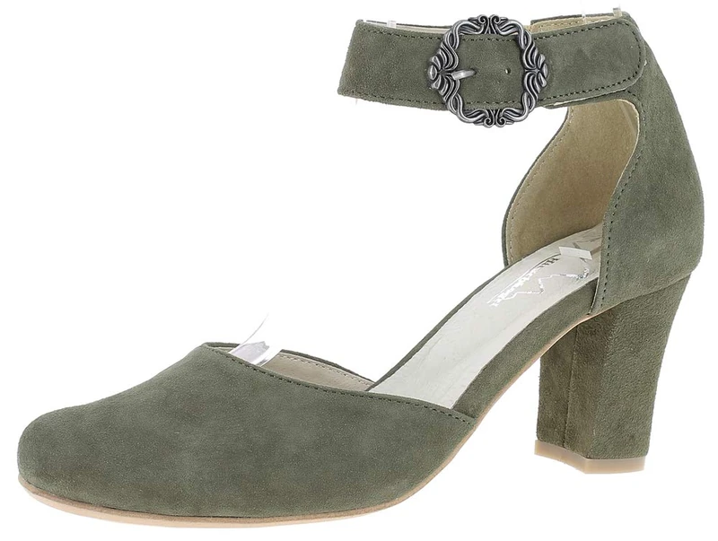 HIRSCHKOGEL Women's 3007835 Strappy Court Shoes, Green Khaki 046, 7.5 UK