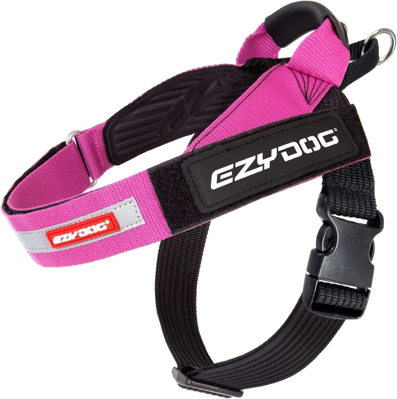 EZYDOG Express Dog Harness | Dog Harness for Small, Medium and Large Dogs, Angled Ergonomic Design, Moulded Grip Handle, Easy Release Side Buckle (M, Pink)