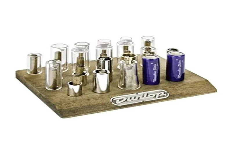 Dunlop Silver Guitar Slide Display with 22 Pieces