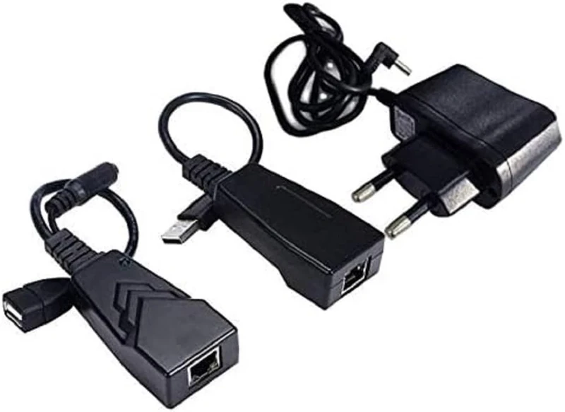 PremiumCord USB 2.0 extender adapter over RJ45 up to 100 m, Cat5e / Cat6, high speed, power supply