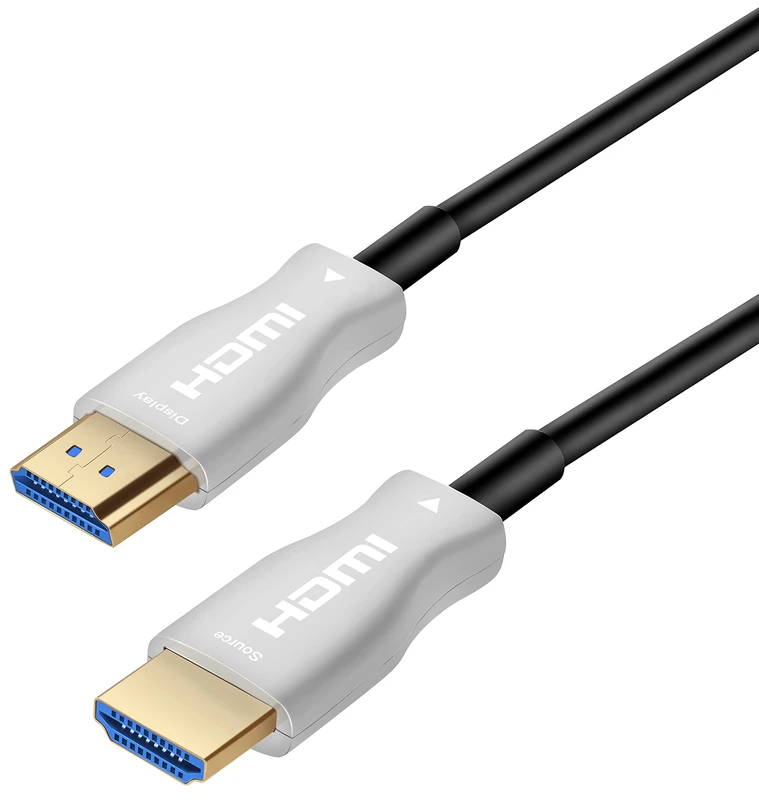 Premium Cord 4K Optical Active Ultra High Speed HDMI 2.0 Fibre Optic Cable M/M, 18 Gbps, Compatible with 4K@60Hz Video, 3D, Edid, ARC, HDR, Dolby TrueHD, Gold Plated Connectors, 50 m