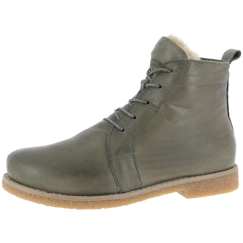 Andrea Conti 0344616 Women's Ankle Boots Leather Lace-Up Crepe Outsole, Green, 5 UK