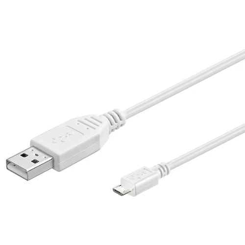 PremiumCord USB - Micro USB Connection Cable 0.2 m, USB A Male to Micro B Male, USB 2.0 High Speed Data Cable 480 Mbit/s, 5 Pins, 2x Shielded, AWG28, Colour: White, 0.2 m