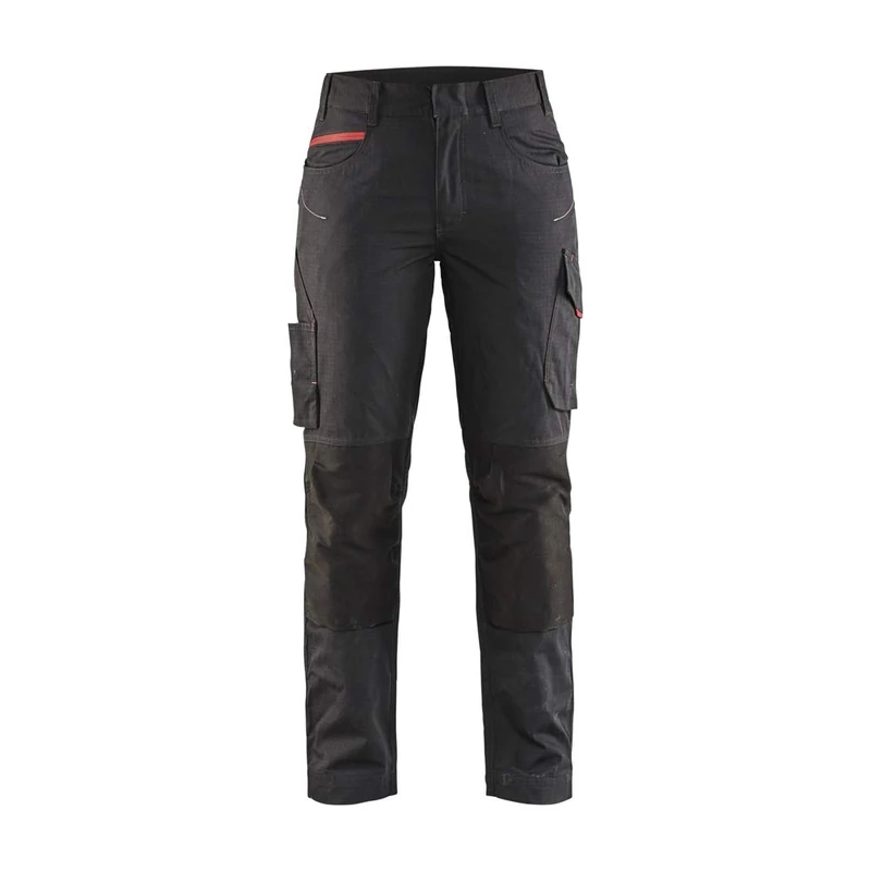 BLÅKLÄDER Blaklader 719513309956D24 Women's Service Work Trousers with Stretch, Black/Red, Size D24