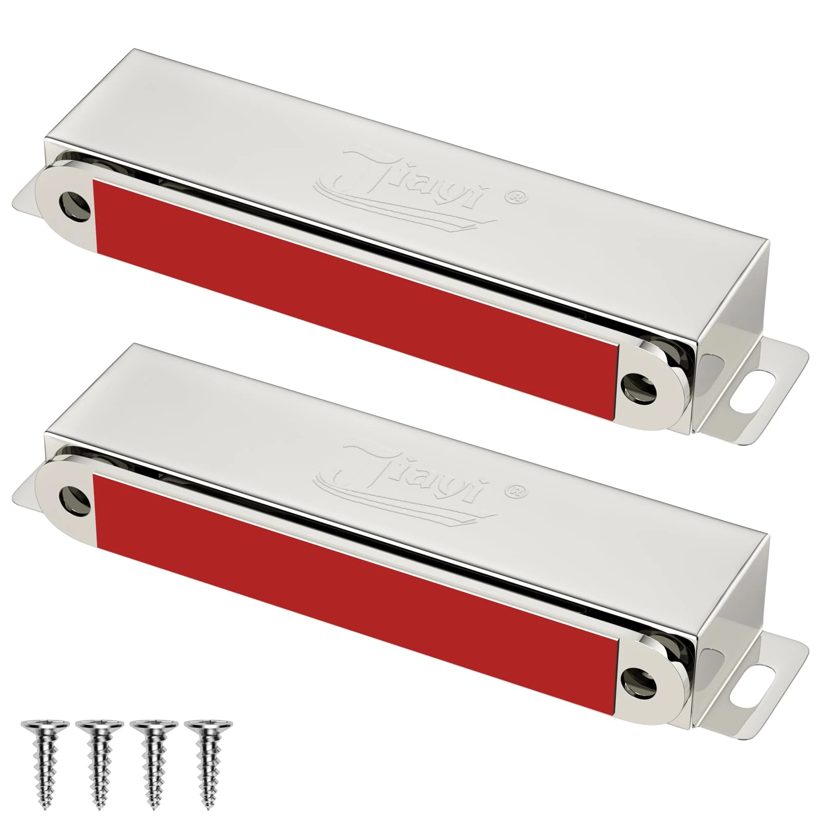 Magnetic Door Catch Jiayi 2 Pack Cupboard Door Magnets Heavy Duty 40KG Pull Balcony Door Magnetic Catches Stainless Steel Cabinet Magnets Strong for Kitchen Armoire Closet Large French Door Closing