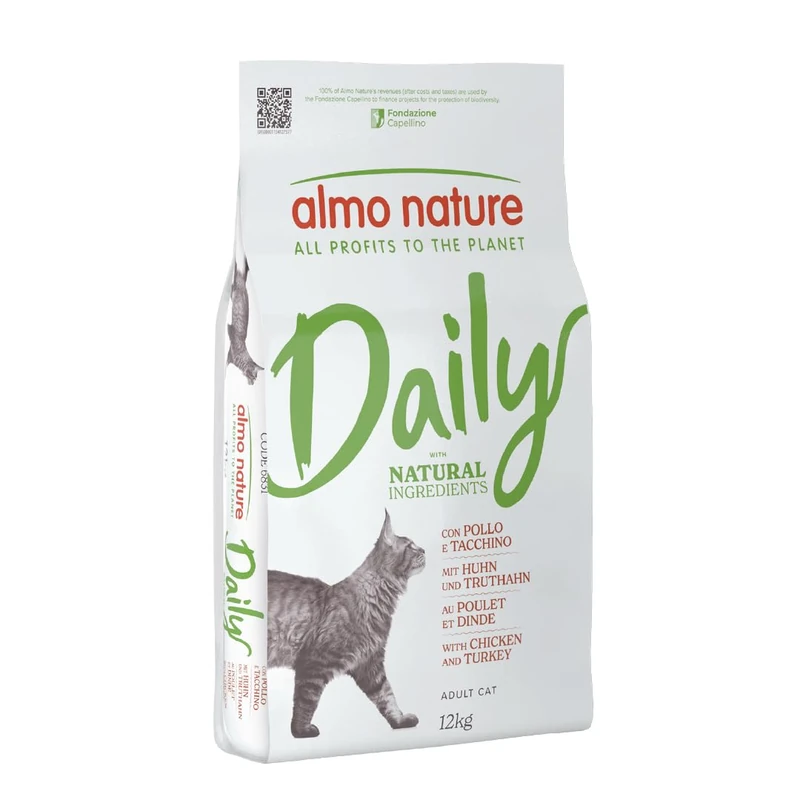Almo Nature Daily - Dry Cat Food for Adult Cats - Chicken and Turkey - Bag 12 kg