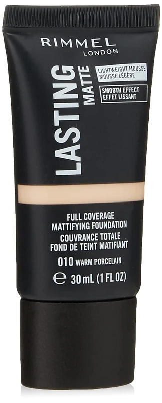 Rimmel Lasting Matte Full Coverage Light-weight Foundation 30ml, 010 Warm Porcelain 34856804010