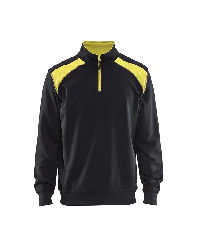 BLÅKLÄDER Sweater two-tone half-zip Men XXXL Black/Yellow